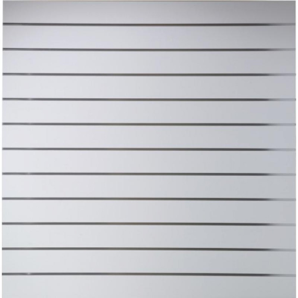 Panneau rainuré mural blanc avec inserts aluminium – H98xL100cm