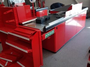 Terminal de caisse 330 cm droit avec tapis roulant