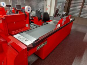 Terminal de caisse 330 cm droit avec tapis roulant