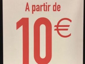 Panneau d’affichage Prix ” à partir de 10€” recto/verso