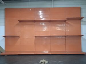 Lot de 5 gondoles métalliques oranges soit 6,65 ml