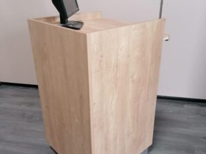Comptoir banque d’accueil en bois clair – H105 x L60 x P60 cm
