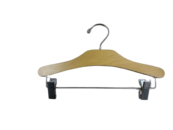 Lot de 100 cintres à pinces en bois foncé 31 cm