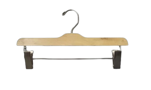 Lot de 100 cintres à pinces en bois floqués 37 cm