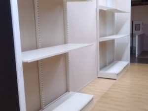 Lot de 2 gondoles simples métalliques avec tablettes