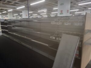 Lot de 7 gondoles centrales grises ± 14 ml