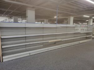 Lot de 7 gondoles centrales grises ± 14 ml