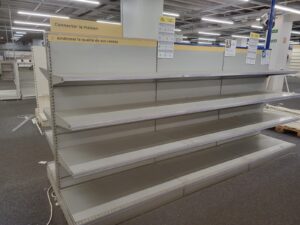 Lot de 3 gondoles centrales grises ± 6 ml