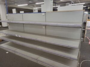 Lot de 3 gondoles centrales grises ± 6 ml