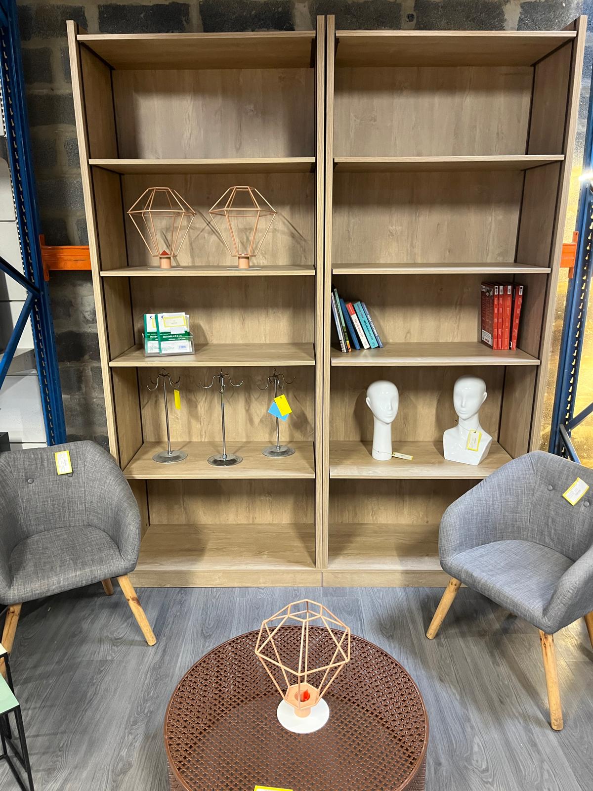 Étagère type bibliothèque bois avec 5 tablettes réglables – 3 modèles disponibles