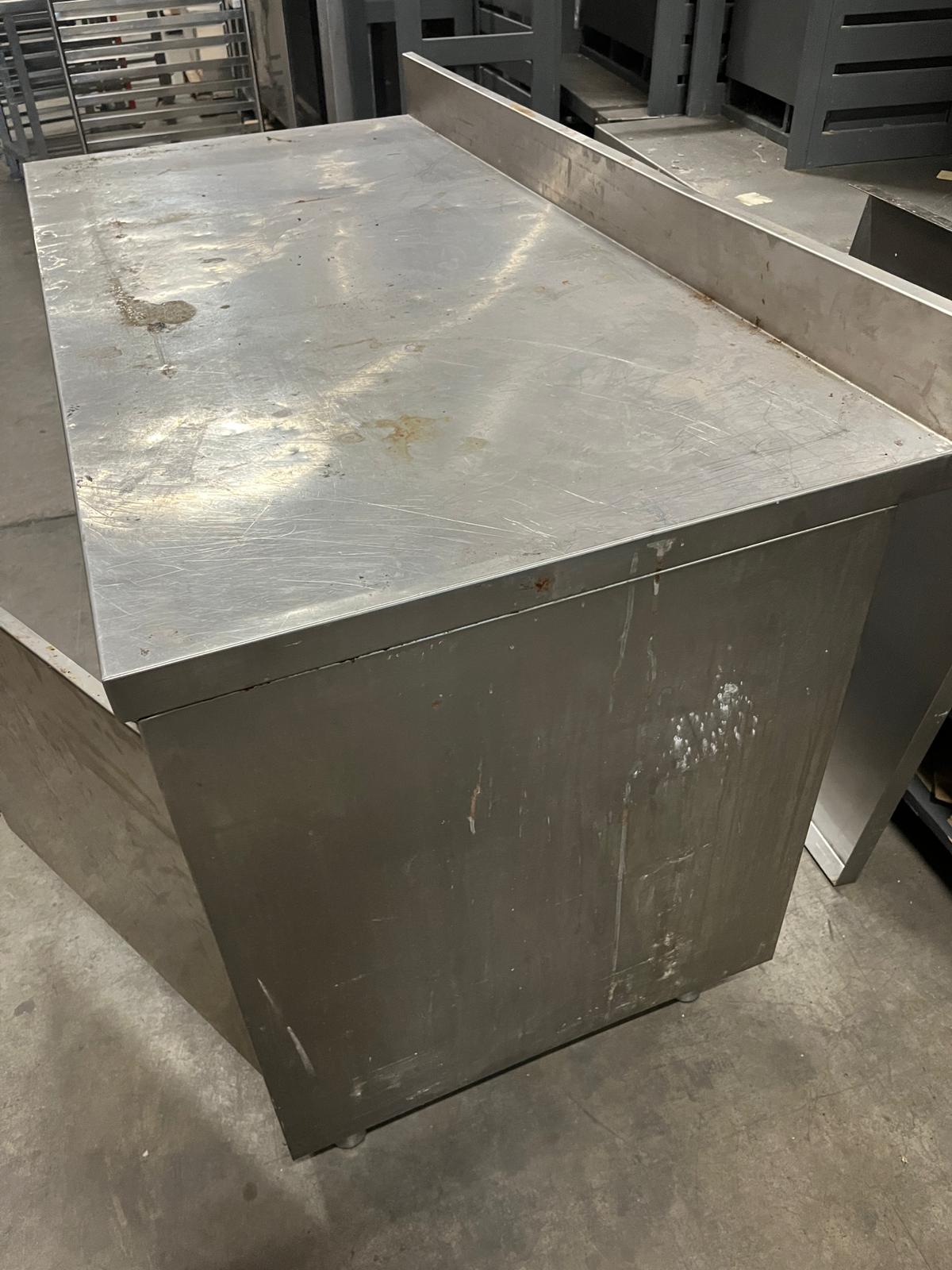 Meuble bas Inox avec dosseret L 140 cm – Image 5