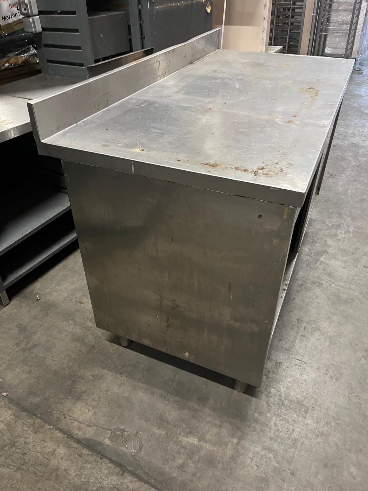 Meuble bas Inox avec dosseret L 140 cm – Image 4