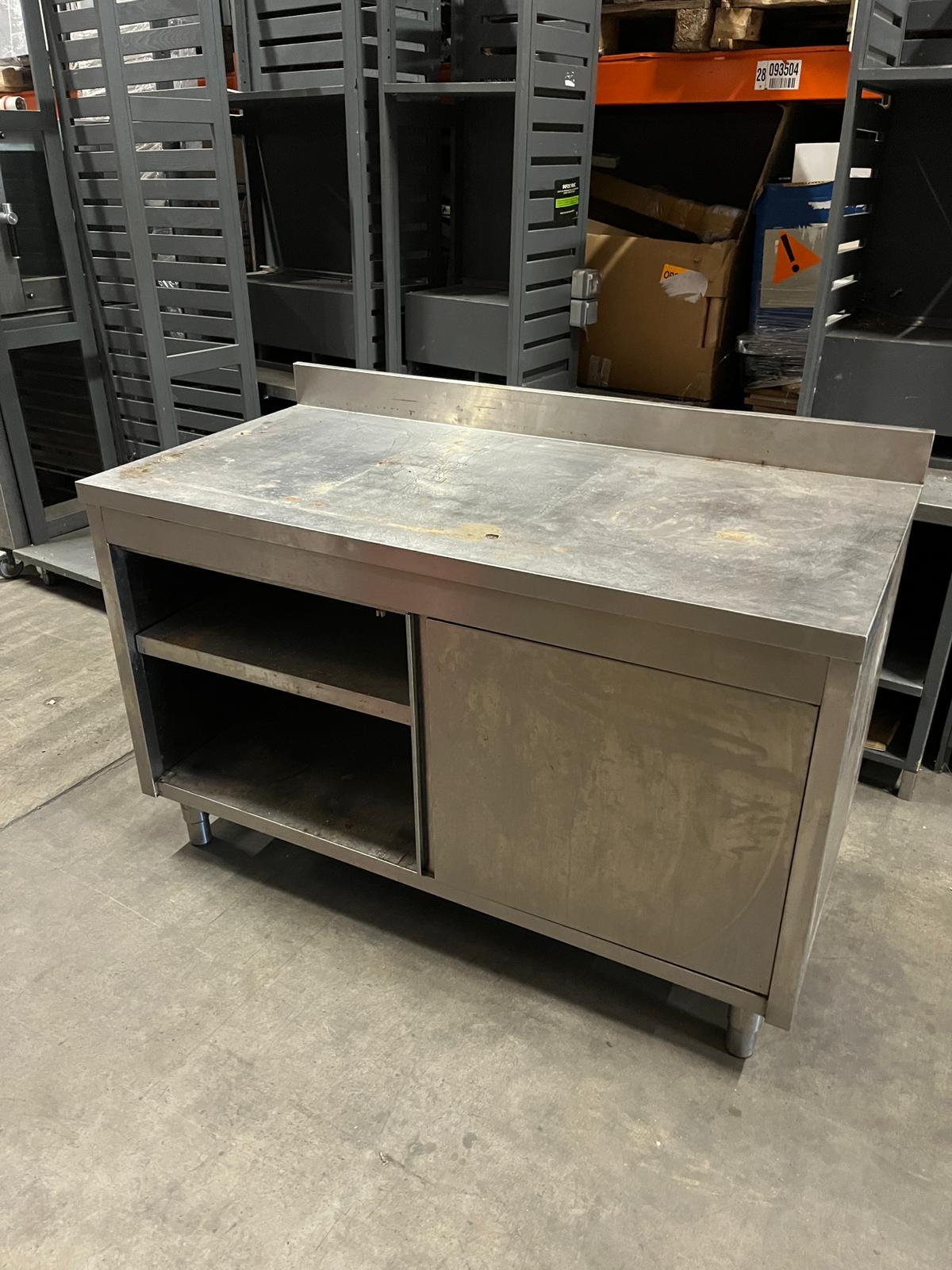 Meuble bas Inox avec dosseret L 140 cm