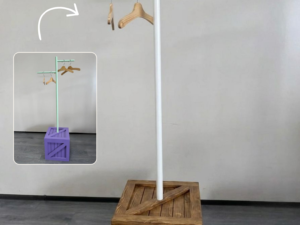 Portant à vêtements professionnel en barre T violet et vert – H160 cm