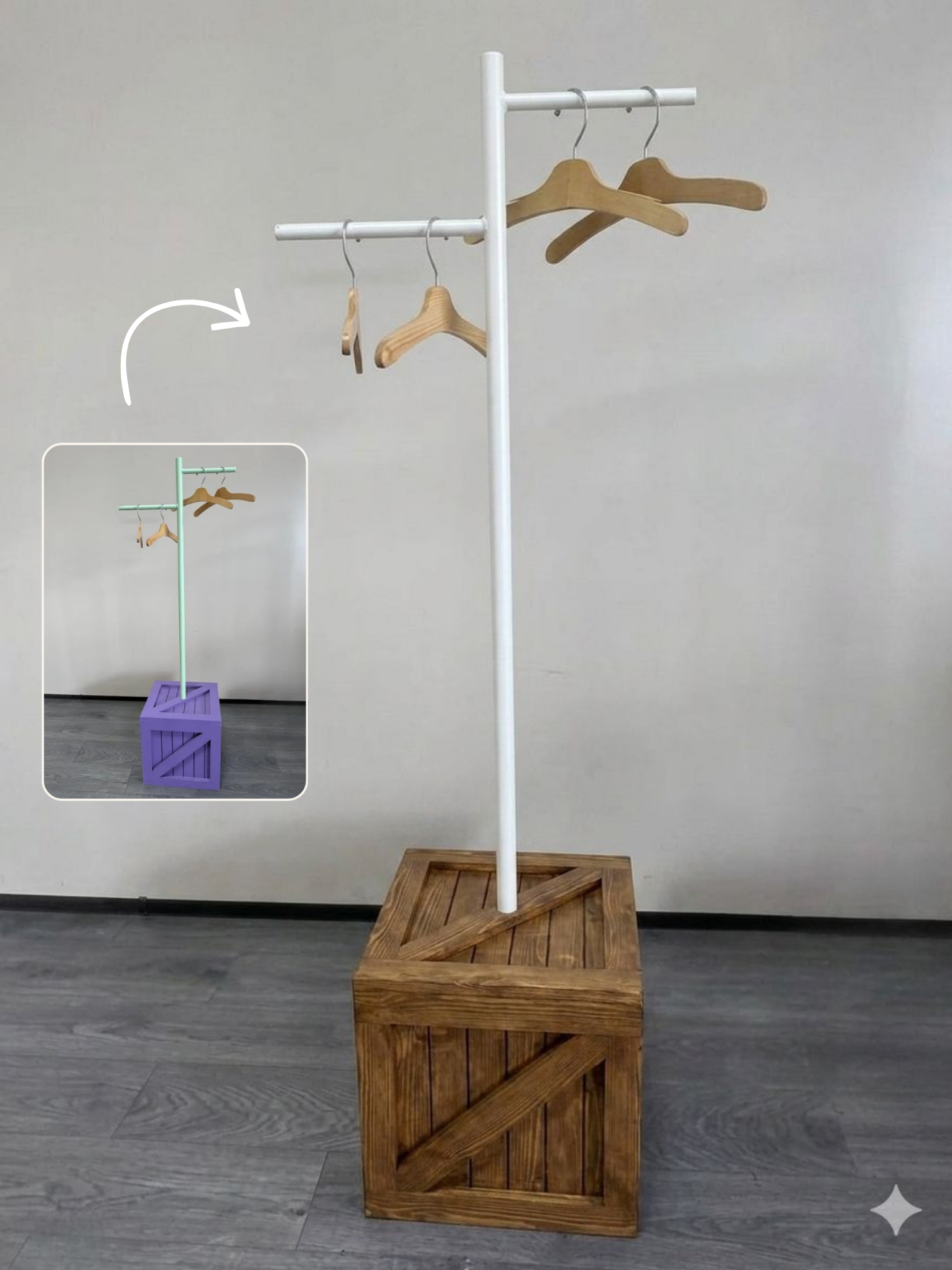Portant à vêtements professionnel - Violet & Vert - H160xL40cm