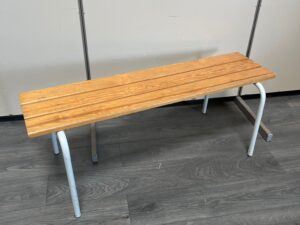 Banc vestiaire bois et métal gris – L120 cm