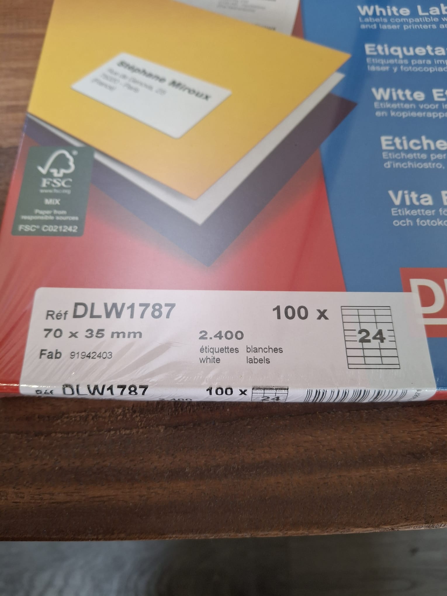 Boîte de 100 x 24 étiquettes adhésives 70x35 Multi-usages Blanc – Image 3