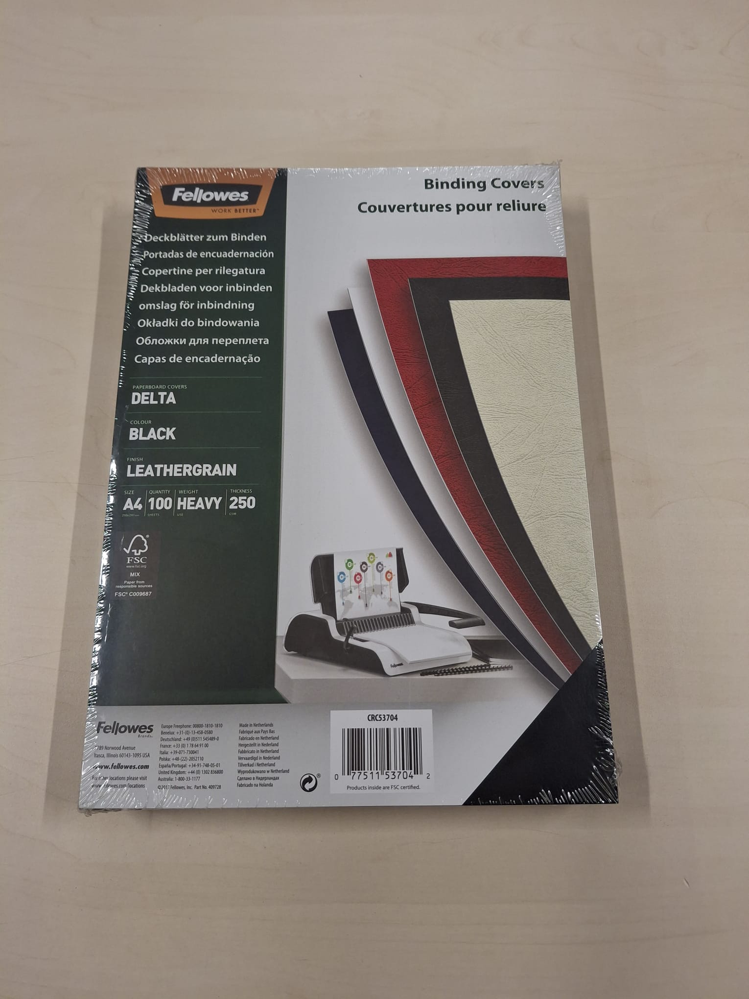 Lot de 100 couverture pour reliure A4 - Noir - FELLOWES