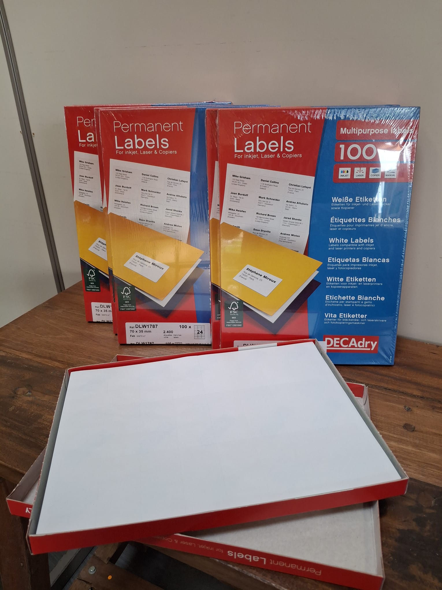 Boîte de 100 x 24 étiquettes 70x35 Multi-usages Blanc