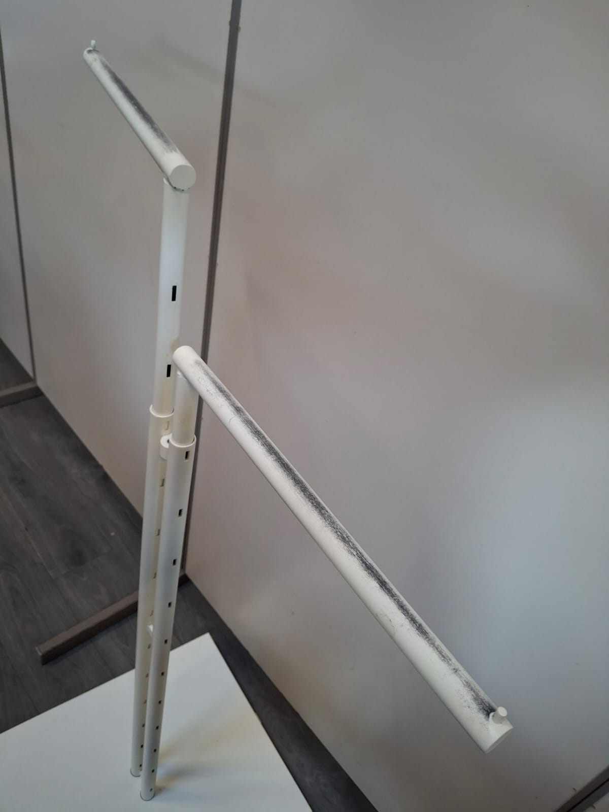 Portant à vêtements professionnel - Blanc - Hauteur réglable 50x60cm – Image 4