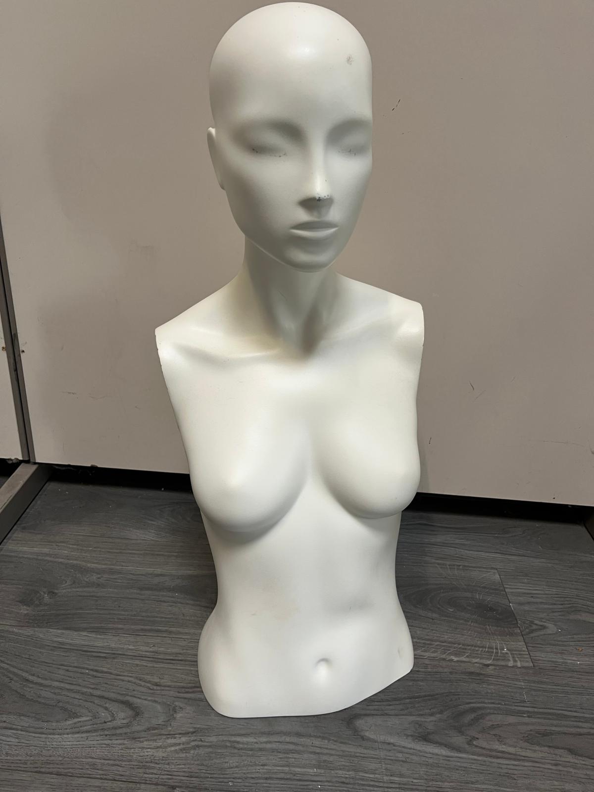 Mannequin buste femme blanc en fibre de verre – H72 cm