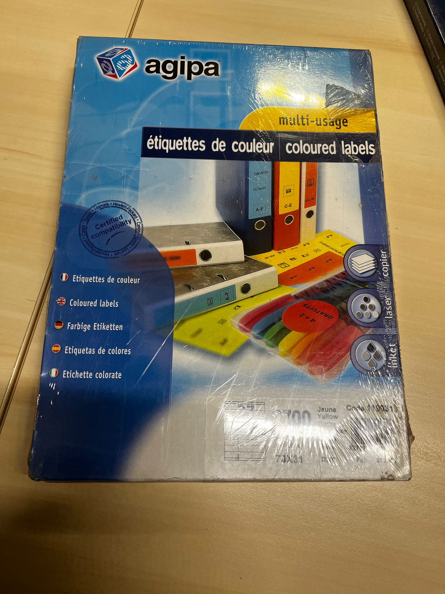 Étiquettes multi-usages jaune 70 x 31mm