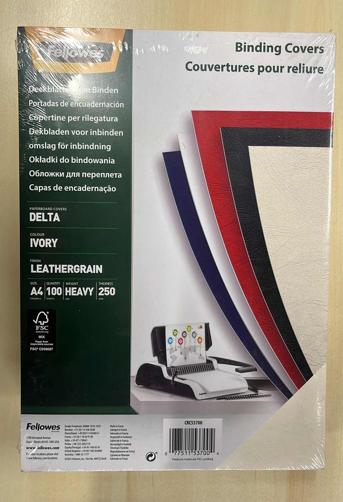 Lot de 100 couverture pour reliure A4 - Ivoire - FELLOWES