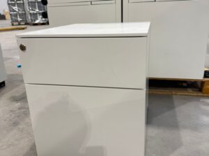 Caisson sur roulettes métallique blanc – L42 x P52 x H49 cm
