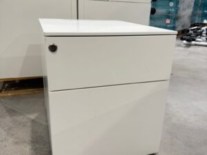 Caisson sur roulettes métallique blanc – L42 x P52 x H49 cm