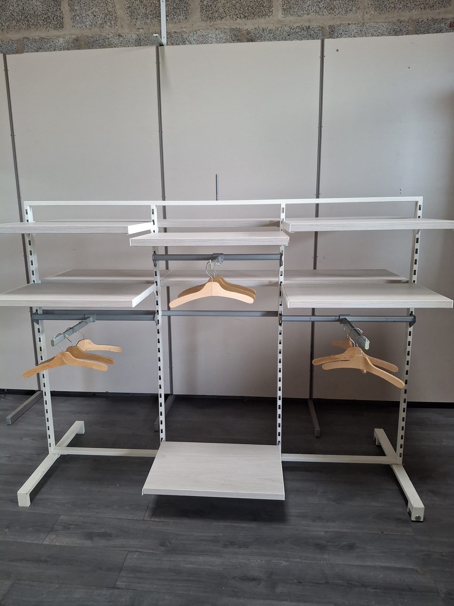 Gondole centrale avec accessoires - Blanc & Bois clair - H143xL189cm