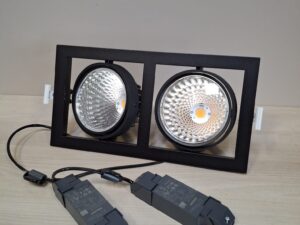 Double spot encastrable orientable LED 2x34W – Structure noire – Driver Philips