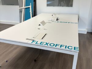 Bureau bench 4 postes blanc – Bureau open space professionnel