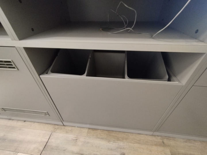 Comptoir d’accueil bois gris avec arrière comptoir – 280 x 90 x H97,5 cm