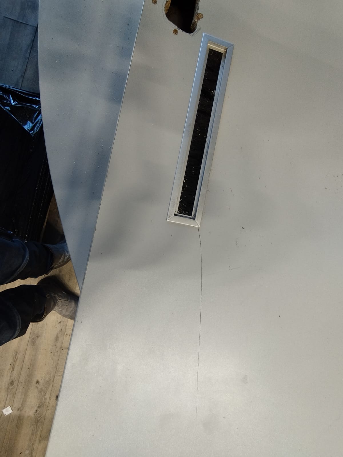 Comptoir d’accueil bois gris avec arrière comptoir – 280 x 90 x H97,5 cm