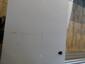 Comptoir d’accueil bois gris avec arrière comptoir – 280 x 90 x H97,5 cm