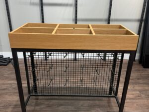 Bac soldeur avec grille et broches – Métal noir – 100 x 45 x H 93 cm