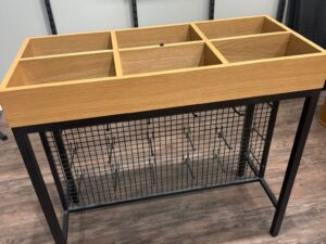 Bac soldeur avec grille et broches – Métal noir – 100 x 45 x H 93 cm