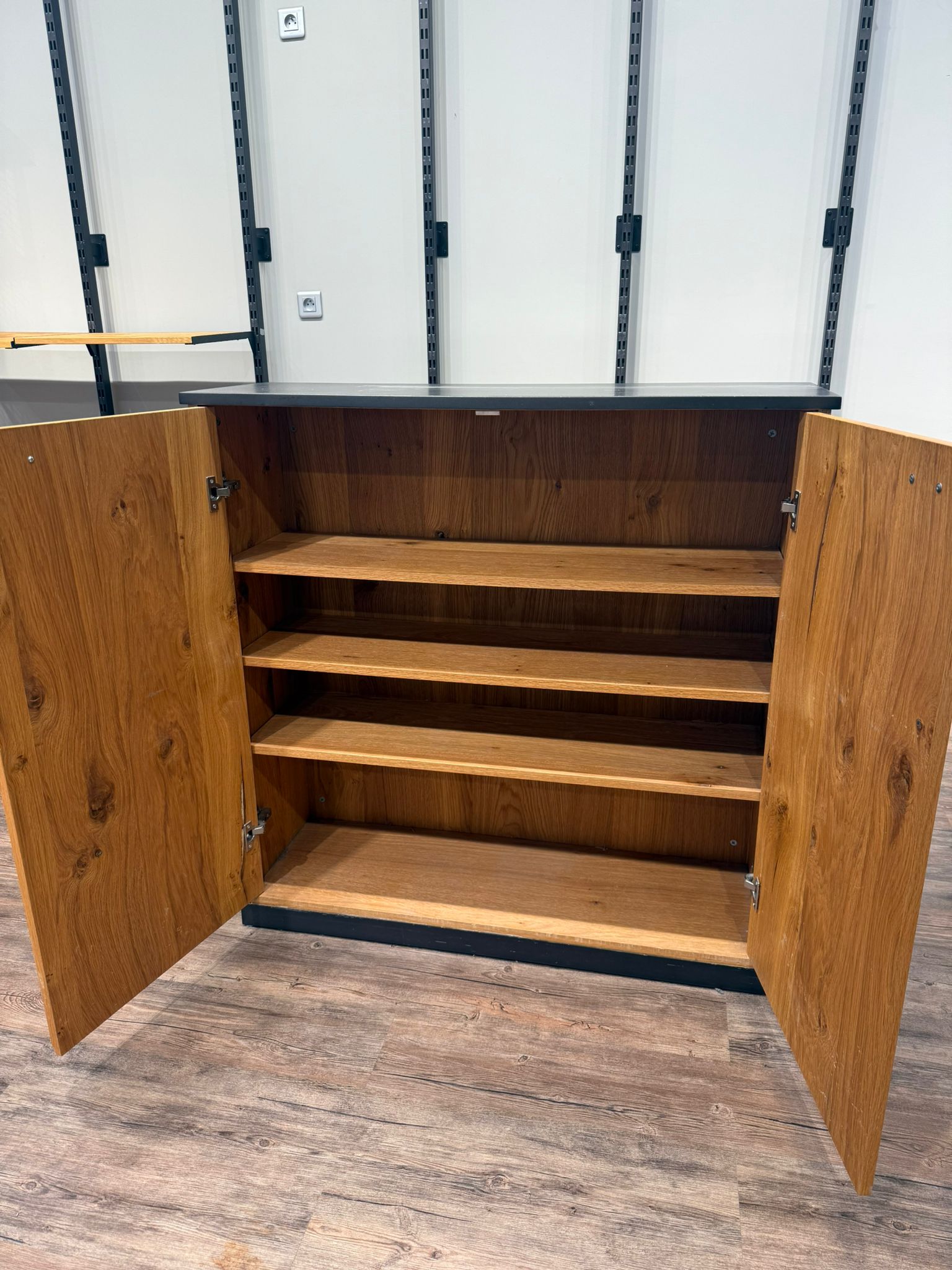Meuble de rangement 2 portes bois métal - 4 niveaux - 110 x 36 x H 111 cm