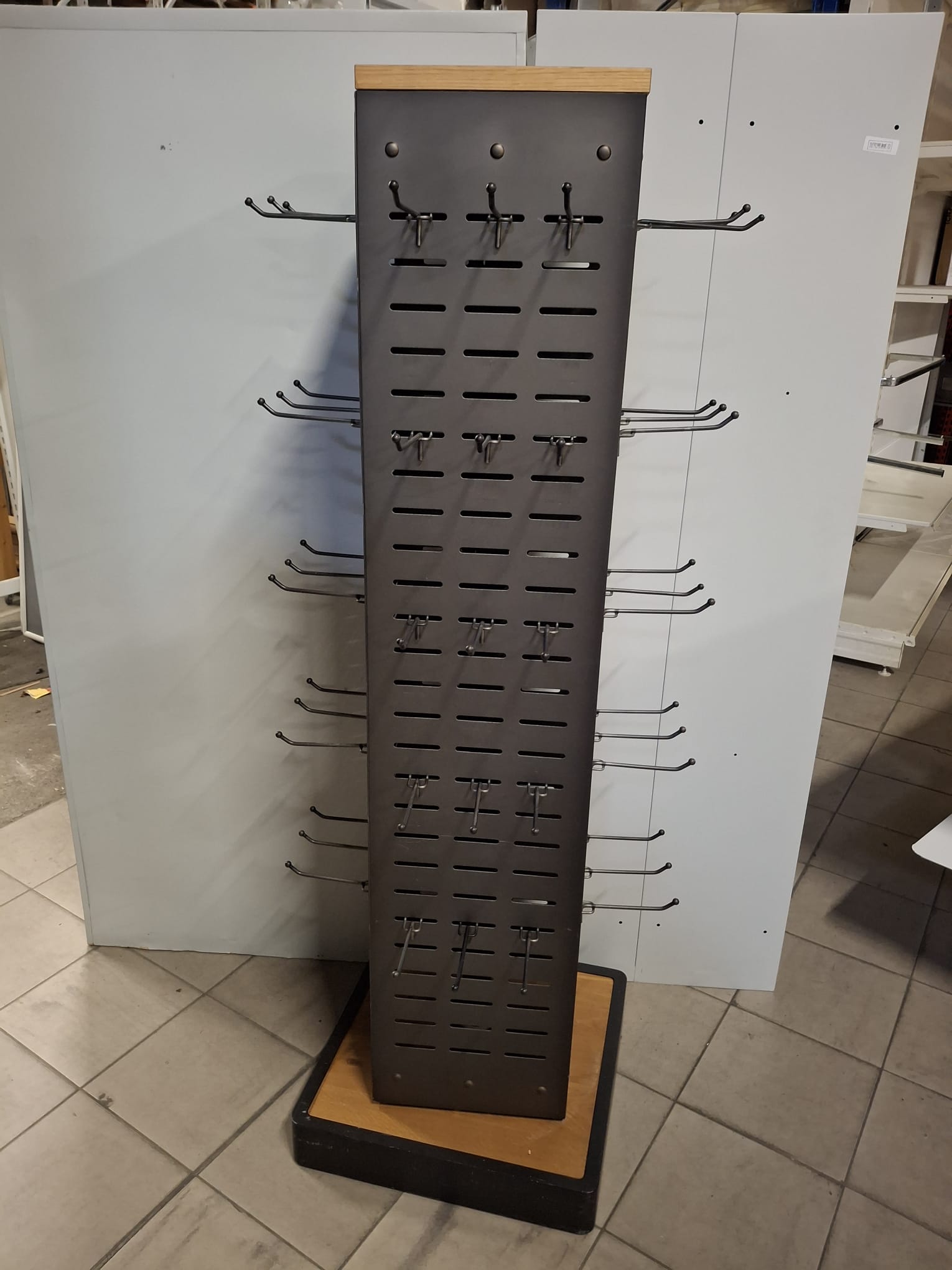 Présentoir rotatif 4 faces métal bois - 52 x 52 x H 164,5 cm