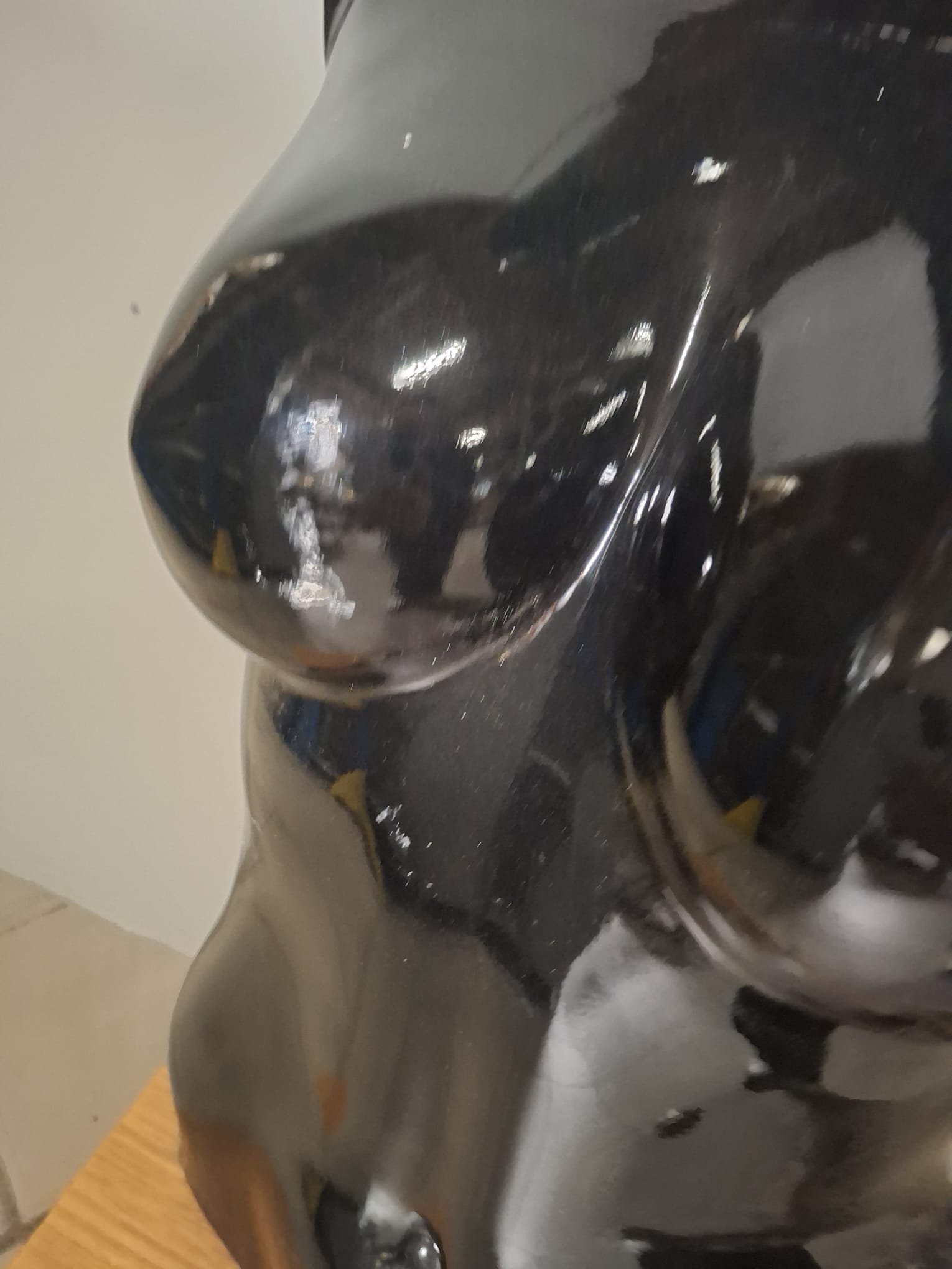 Mannequin buste femme fibre de verre noir brillant - H 72 cm
