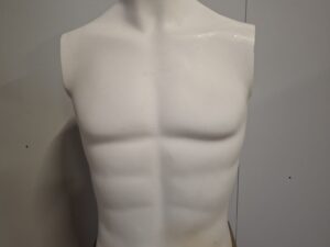 Mannequin buste homme fibre de verre blanc mat – H 65 cm