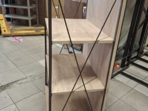 Meuble étagère 3 niveaux métal marron et finition bois – 60 x 37 x H115,5 cm