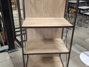 Meuble étagère 3 niveaux métal marron et finition bois – 60 x 37 x H115,5 cm