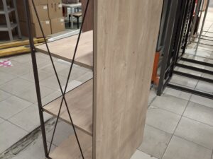Meuble étagère 3 niveaux métal marron et finition bois – 60 x 37 x H115,5 cm