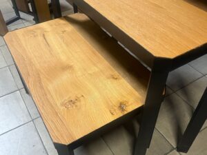 Lot de 3 tables présentation bois et métal – style industriel modulable