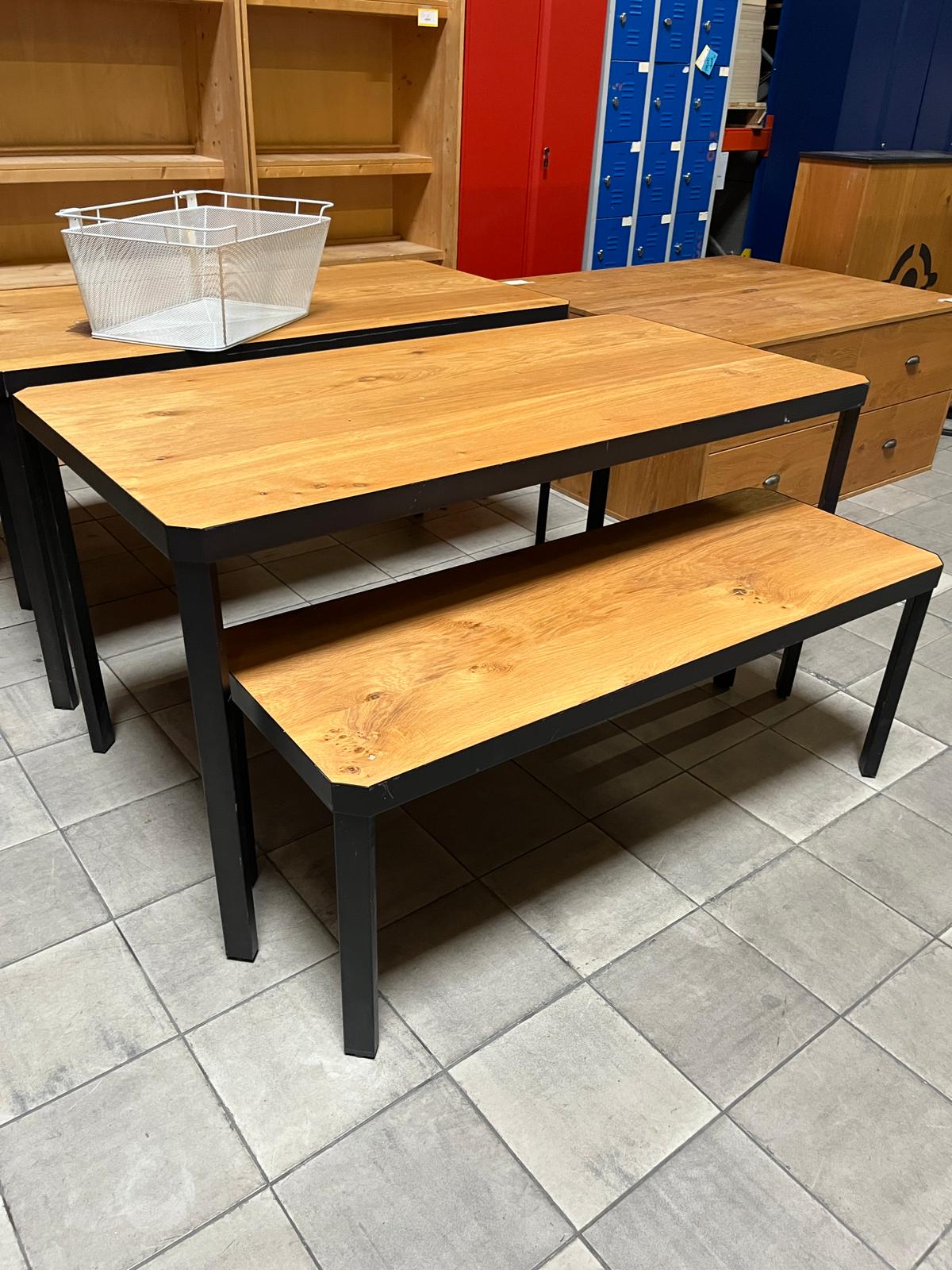 Lot de 2 tables présentation - Bois métal noir style industriel - 159 x 80 x H 81 cm