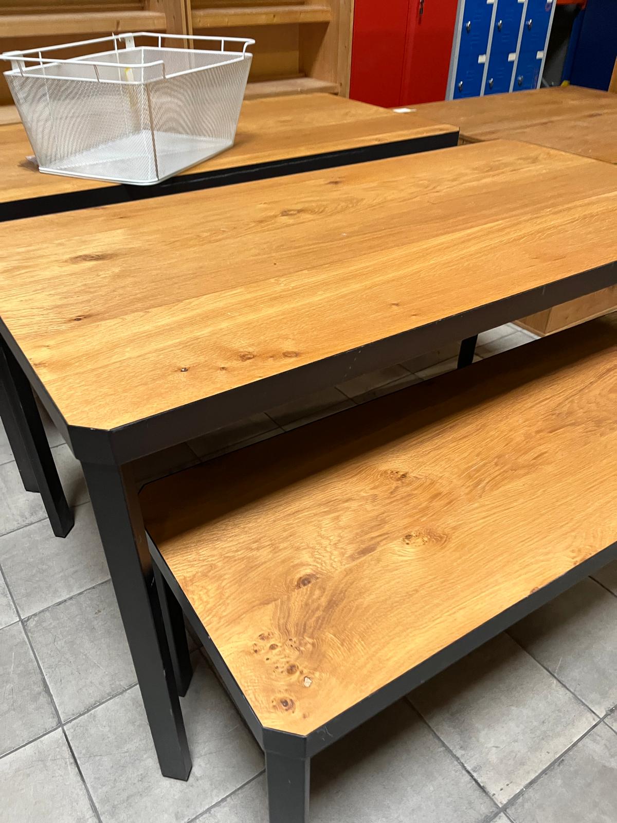 Lot de 2 tables présentation - Bois métal noir style industriel - 159 x 80 x H 81 cm