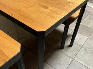 Lot de 2 tables présentation – Bois métal noir style industriel – 159 x 80 x H 81 cm