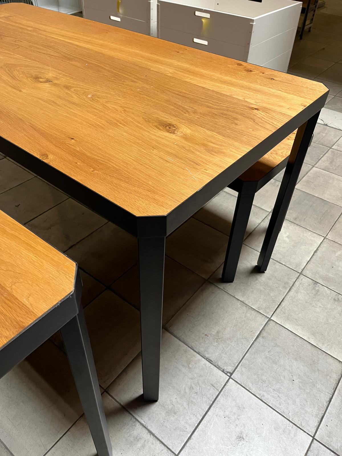 Lot de 2 tables présentation - Bois métal noir style industriel - 159 x 80 x H 81 cm