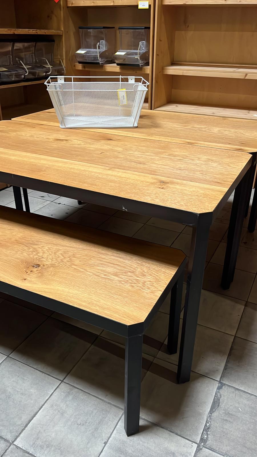 Lot de 2 tables présentation - Bois métal noir style industriel - 159 x 80 x H 81 cm